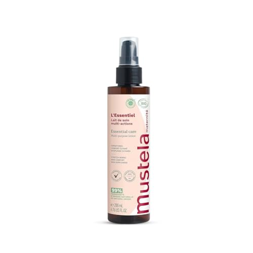 Mustela Cuidado Esencial, Tratamiento Antiestrías Multi-Acción, Pecho y Cuerpo, Todas las Mujeres, Seguro durante el Embarazo y la Lactancia - Previene las Estrías, 99% Ingredientes Naturales (200ml)