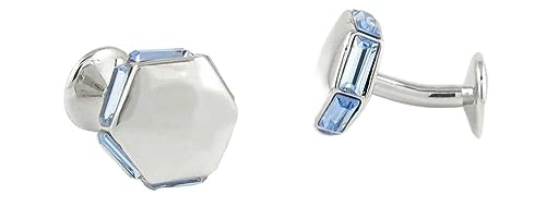 1 par de mancuernillas hexágono azul para hombre miniatura 1