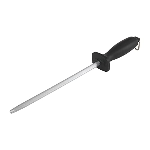 Smith’s 9-Inch Sharpening Steel – High-Carbon Steel Knife Sharpener – Hanging Hook – Protective Hand Guard – Quick Straight Blade Sharpening