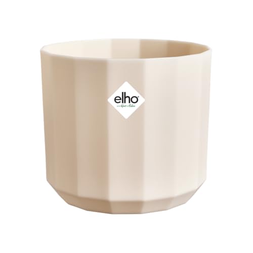 Elho Facet Rond 17cm - Maceteros Decorativos Interior - 100% Plástico Reciclado - Ø 16.6 x H 14.9 cm - Almond Pink
