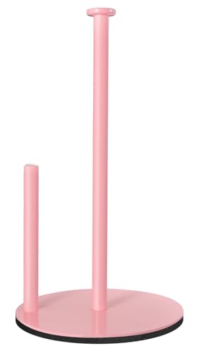 Paper Towel Holder Pink, Paper Towel Holder Countertop with Anti Slip Weighted Base, Stainless Steel Freestanding Paper Towel Holders for Kitchen