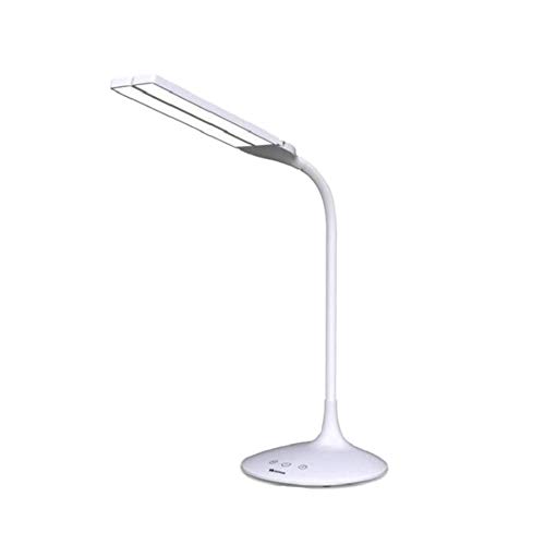 Lampes De Bureau Double Tête LED, Gradation Tactile Protection des Yeux Lampe De Table des USB-Charge Pliable pour Maison/Chambre/Bureau Chevet Lampe De Lecture—Blanc