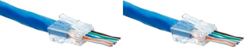 Image of TRUE CABLE Cat6A Extra Large RJ45 Pass Through Connectors, Staggered, Unshielded (UTP) Modular Plug, UL Listed, EZ Crimp End, Gold Plated 3 Prong 8P8C, 20 Pieces (Pack of 2)