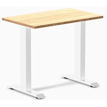 Desky Zero Mini Bamboo Desk, 32 x 20 inches Fixed Height Writing Desk with Natural Bamboo Top and White Steel Frame, Compact Office Desk for Home, Study or Workstation