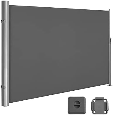 SONGMICS Markiza boczna, wysuwana, 160 x 350 cm, ochrona przed słońcem, nieprzejrzysta, roleta boczna, na balkon, taras, do ogrodu, beżowa GSA165E