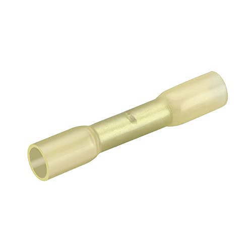 Heschen Butt Splice Connector Heat Shrinkable Insulated, BHT0.5, 0.12-0.2mm² (26-24 AWG), Electrical Cable Crimp Tube Sleeving Wrap, Yellow, 100 Pack