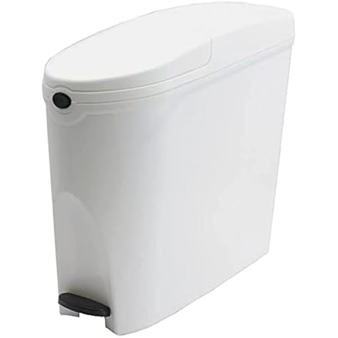 Sanitary Bin 20L Slimline Washrooms Toilets Hygienic Disposal Pedal Container Bins for Female Ladies And Baby Hygiene Products - 20 litres White Cover