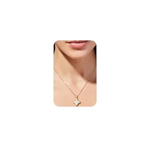 Krfy 18K Gold Plated Filled Necklace Mother of Shell Clover Pendant Necklace Four Leaf Dainty Necklace for Women Non Tarnish Trendy Chain Adjustable