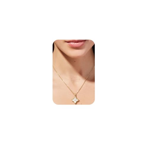 Krfy 18K Gold Filled Necklace Mother of Shell Clover Pendant Necklace Four Leaf Dainty Gold Necklace for Women Non Tarnish Trendy Chain Adjustable