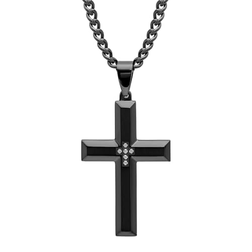 Black Cross Pendant Necklace for Men 24