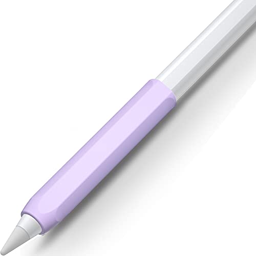 YINVA Ergonomic Grip Compatible with Apple Pencil 2nd Generation, Silicone Cover Sleeve Compatible with iPad Pencil 2 Gen Holder Case Accessories (Purple)