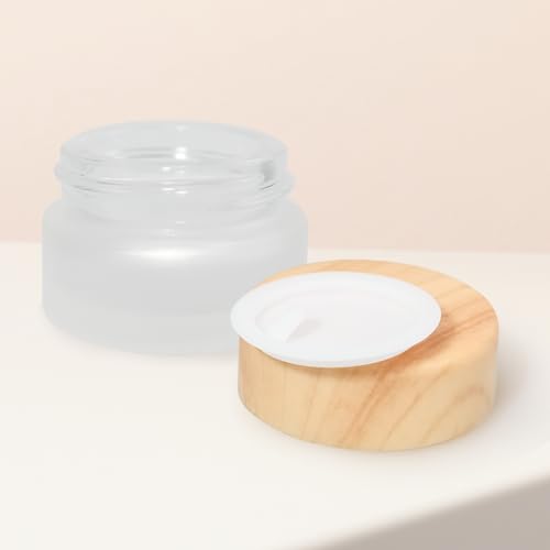 32 Pcs Glass Cosmetic Containers 5 Grams Round Frosted Cosmetic Jars with Leak proof lids Empty glass sample Jars Scrub Balm Lotions Sample Containers for Makeup Lotion Lip Balm Eye Cream