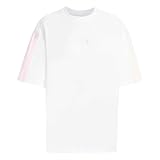 adidas Donna Essentials 3-Stripes Boyfriend T-Shirt, White/Clear Pink, L