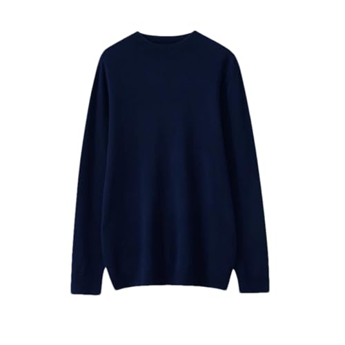 Men's Semi-High Collar Wool Sweater Loose Casual Knitted Long Sleeve Pullover