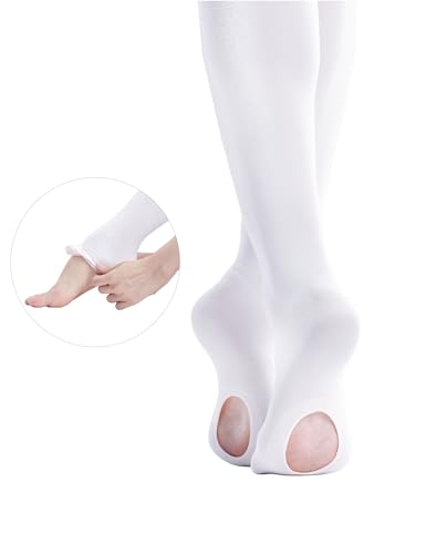 Image of Ultra-soft Ballet Tights High Elastic Convertible Dance Pantyhose 2 Ways to Dress (Toddler /Girls /Women)