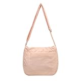 XUWEWI Bolso Cruzado Acolchado Bolso de Mano Acolchado for Mujer, Bolso Hombro con Entramado Nailon, Bandolera algodón, Informal Tipo Cartera(Pink)