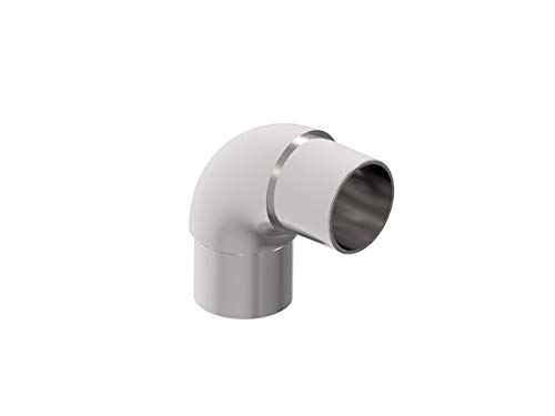 Arco redondo de 90°, redondo, A/0305 para tubo de 42,4 x 2,0 mm, conector de acero inoxidable V2A pulido Cover