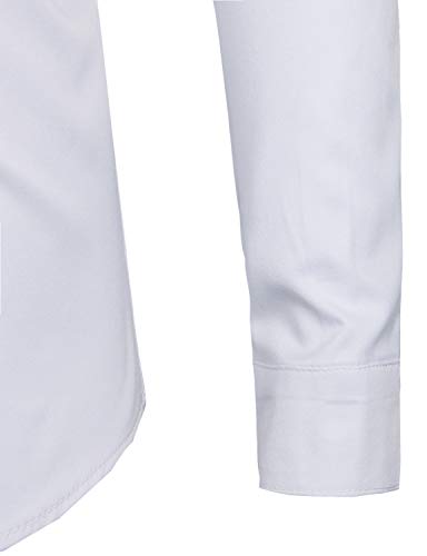 ZEROYAA Men's Banded Collar Slim Fit Long Sleeve Casual Button Down Dress Shirts with Pocket 5
