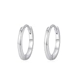 Wycian Pendientes de oro para mujer, modernos sin piedras preciosas, aretes de aro circulares para ella, Medio, Oro blanco, Sin piedra preciosa