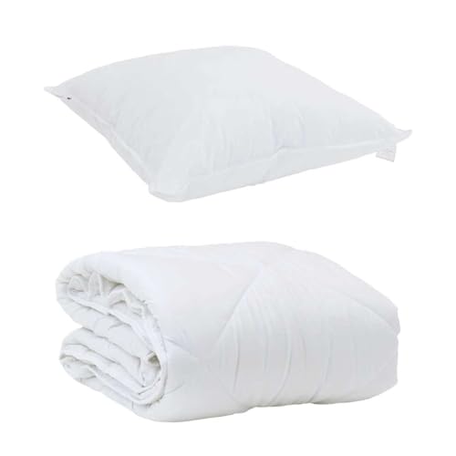 vidaXL Set piumone e Cuscino 135 x 200 cm Bianco, Design Trapuntato in Microfibra, Lavabile in Lavatrice, Perfetto per L'Estate. Riempito in Poliestere, Biancheria da Letto da Interno, Extra Comfort