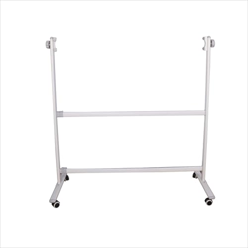 Image of OBASIX Revolving and Width Adjustable Whiteboard Stand Revolves 360| Powder Coated White| With 2inch lockable wheels| Suitable for 4fts to 7fts board