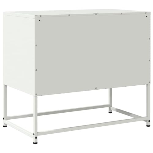 Mobile Tv Multimediale Scaffale Per Televisione Televisore Buffet Sala Da Pranzo Soggiorno Camera Da Letto 68,5 X 39 X 60,5 Cm Acciaio Bianco 02_0026165 - 4
