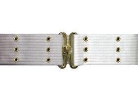 Pistol Belt, Sturdy, White, Nickel Hardware, Adj to 44