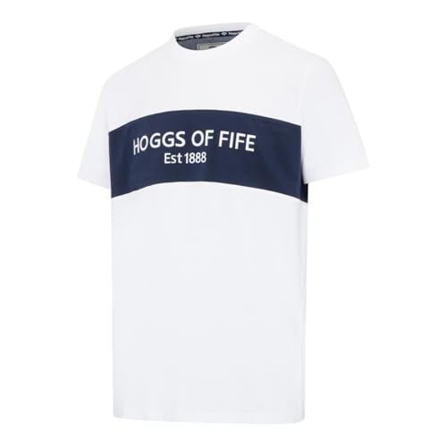 Image of Hoggs of Fife Dalbeattie Colour Block T-Shirt - White/Navy/White 95% cotton, 5% elastane, Single jersey construction for a smooth fit