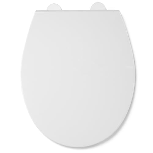 Croydex Premium Oval Shaped Soft Close Toilet Seat - Hard Wearing Thermoplastic with Adjustable Hinges, Quick Release Button for Easy Cleaning, Top Fixing Only, Fits Most Toilets (White O-Shaped)