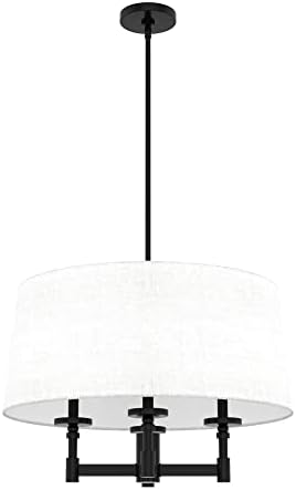 Hunter - Briargrove 4-Light Matte Black, Transitional Style, Dimmable, Large Chandelier for Bedrooms, Kitchens, Dining, Living Rooms - 19702