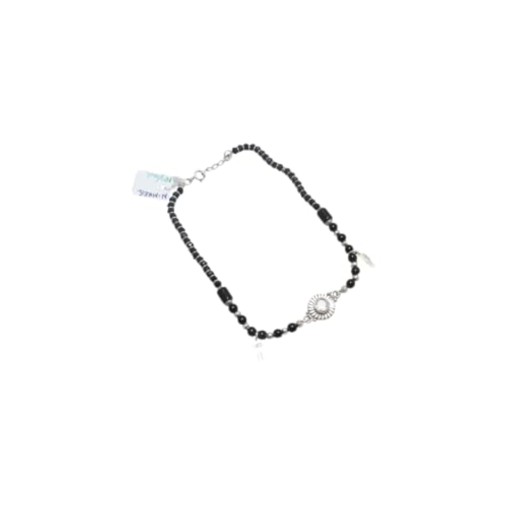 Black Onyx & Cubic Zirconia 925 Sterling Silver Anklet