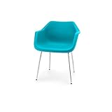 Laminé de design de pointe Hille Fauteuil en Plastique Brillant Bleu Robin Day Chrome + £20