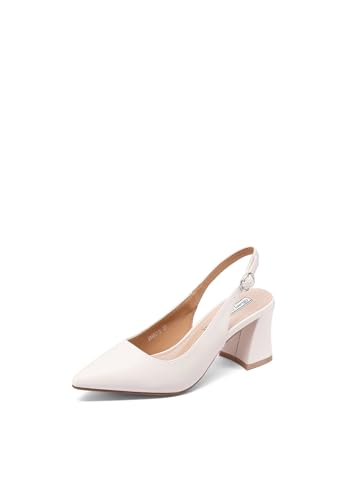 QUEEN HELENA Décolleté a Punta Chiusa Scarpe Eleganti con Tacco Basso Donna ZM9639 (Beige, Sistema Taglie Calzature EU, Adulto, Donna, Numero, Media, 37)