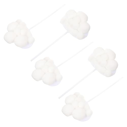 BCOATH 2sets Birthday Cake Picks Wool Yarn Edible Cloud Balls Decorations Party Cupcake Toppers 5pcs*2