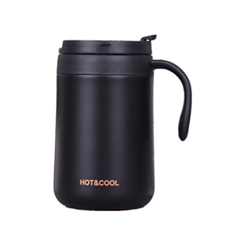 Gteller 17oz Stainless Steel Coffee Mug, Double Wall Insulated Vacuum Mug With Lid and Handle Keeping beverage hot and cold (Black 500ml) Cover