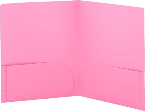 Folders with 2 Pockets Pink, Colored Plastic File School Folder Letter Size, Heavy Duty Poly Portfolio Folder with Two-Pockets, Also Available in Purple, Green, Red, Blue, and Grey, 1 Pc - By Enday