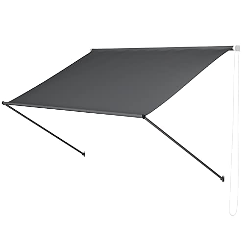 Store Banne Manuel, Auvent Rétractable, Store de Balcon en Métal et Polyester - Imperméable - Résistant aux UV - Hauteur Réglable - pour Terrasse, Fenêtre | 200 x 120 cm | Gris