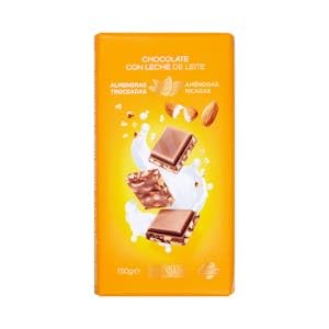 Chocolate con leche Hacendado almendras troceadas Tableta 150 g Pack 2