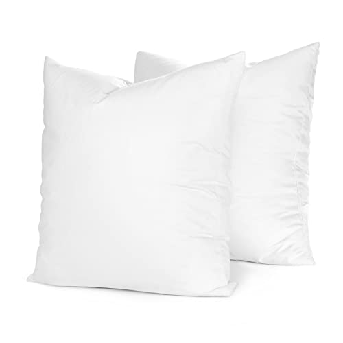 Continental Bedding 26X26 White Goose Down And Feather Fill 50/50 Decorative Throw Pillow Insert - Square Designer Pillows - Fluffy Euro Pillow Cushion Insert For Bed And Couch- Made In Usa #TOP1