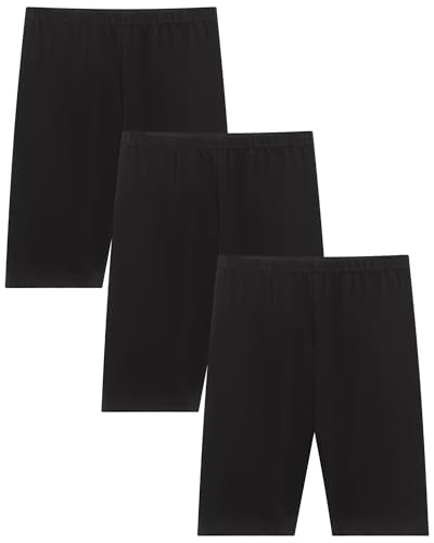 Moitiy Kruz Lot de 3 paires de shorts de cyclisme pour fille - Short de sport - Pantalon d'été en coton - Legging de sport - 4-12 ans, Noir / noir., 4-5 ans