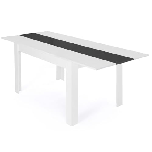 IDMarket - Table à Manger Extensible Rectangle Georgia 6-10 Personnes Blanche et Grise 140-220 x 90 cm