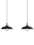 Newrays 2 Pack Black Farmhouse Pendant Light, Industrial Ceiling Lights Fixture for Kitchen Island Dining Room