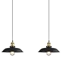 Certificats CE + Rohs Newrays 2 Pack Lustre Suspendu Noir Style Ferme, Luminaire Industriel pour Plafond pour Restaurant, Îlot, Couloir, Salle à Manger