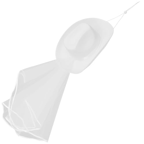 Chapeau de cowgirl blanc en tissu léger et confortable avec voile