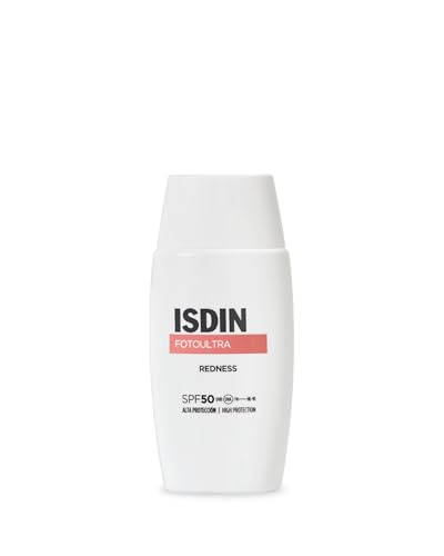 ISDIN Fotoultra Redness SPF 50, Protector Solar Facial de Textura Fluida para Piel Sensible con Alta Protección UV SPF 50, PA++++ y HE-VL que Corrige y Ayuda a Prevenir Rojeces de la Piel