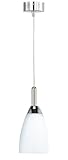 Maße: Ø 11 cm Honsel 77431 Pendelleuchte 11 x 25 cm / 40 W / E14 / nickelmatt / Glas weiß