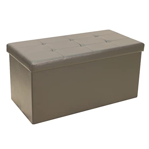 La Maison Large Ottoman Foldaway Storage Blanket Toy Box Bench Faux Leather Practical Bench Blanket Box (Stone, 76cm x 38cm)