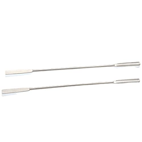2PCS Double Ended Micro Lab Laboratory Scoop Spoon Half Rounded/Flat End Spatula 18mm/7inch U-Shaped Shovel Silver