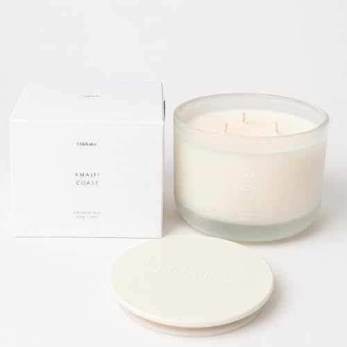 Image of Chickidee Neutral Core Amalfi Coast Candle – Large Luxury Spring Candle, 3 Wick, Warm Mediterranean Scent, Coconut Wax, Non-Toxic, Glass Vessel, Premium Design Candles