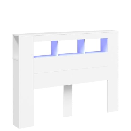 vidaXL Cabecero con LED Madera de ingeniería Blanco 140x18,5x103,5 cm